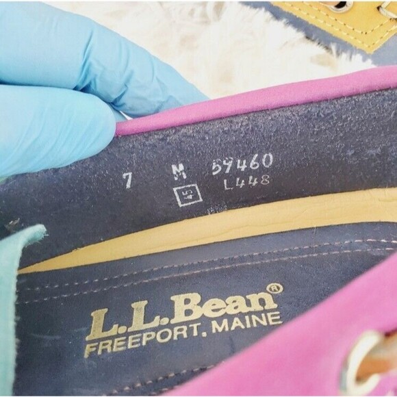 Vtg LLBean Leather Multi-Color Blucher Maine Made Moccasin Boat Loafer Mens 7M main image 9